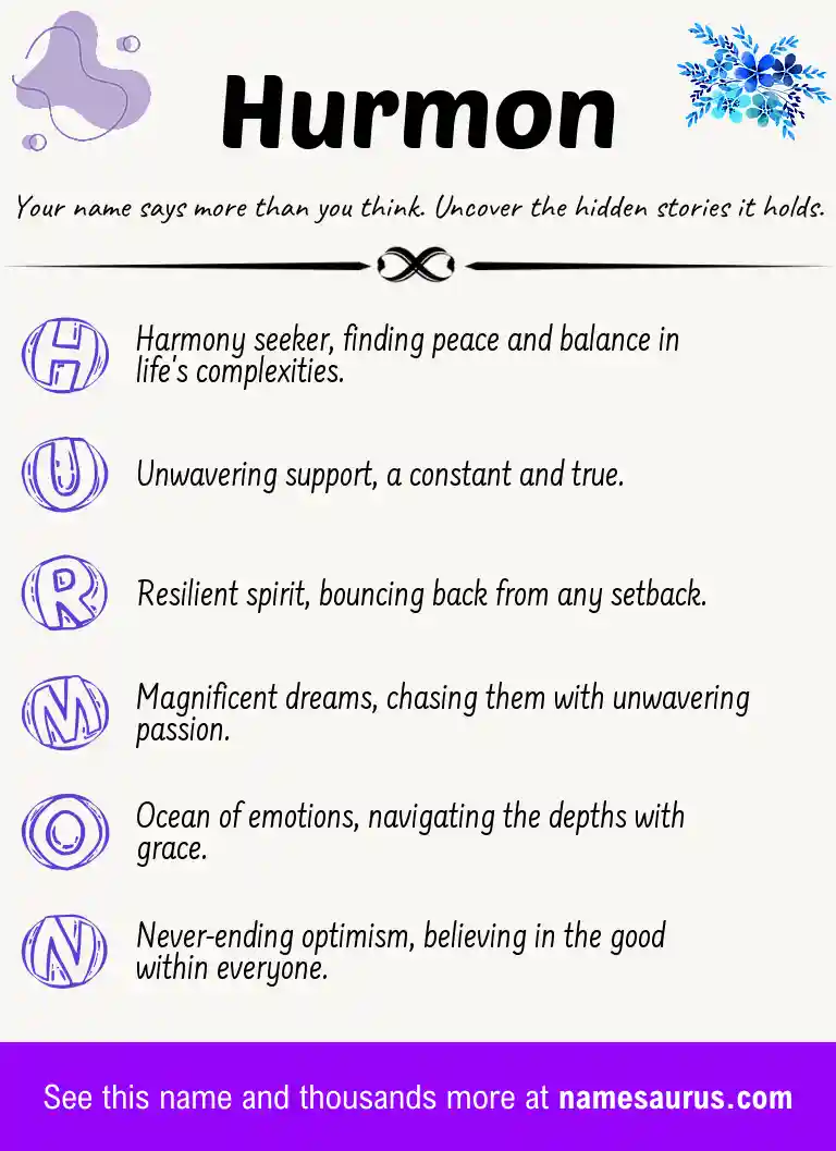 Acrostic poem about Hurmon.