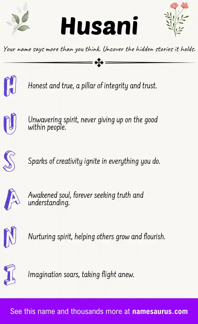 Acrostic poem about Husani.