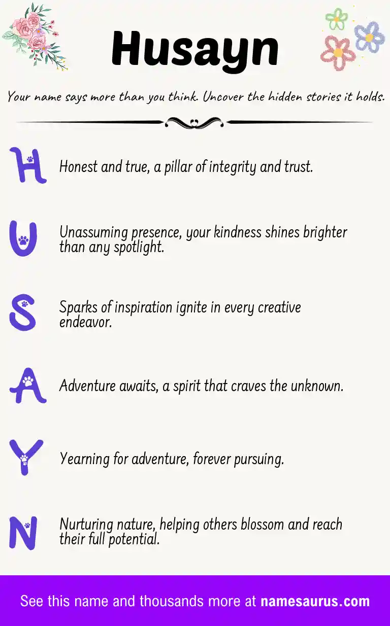 Acrostic poem about Husayn.
