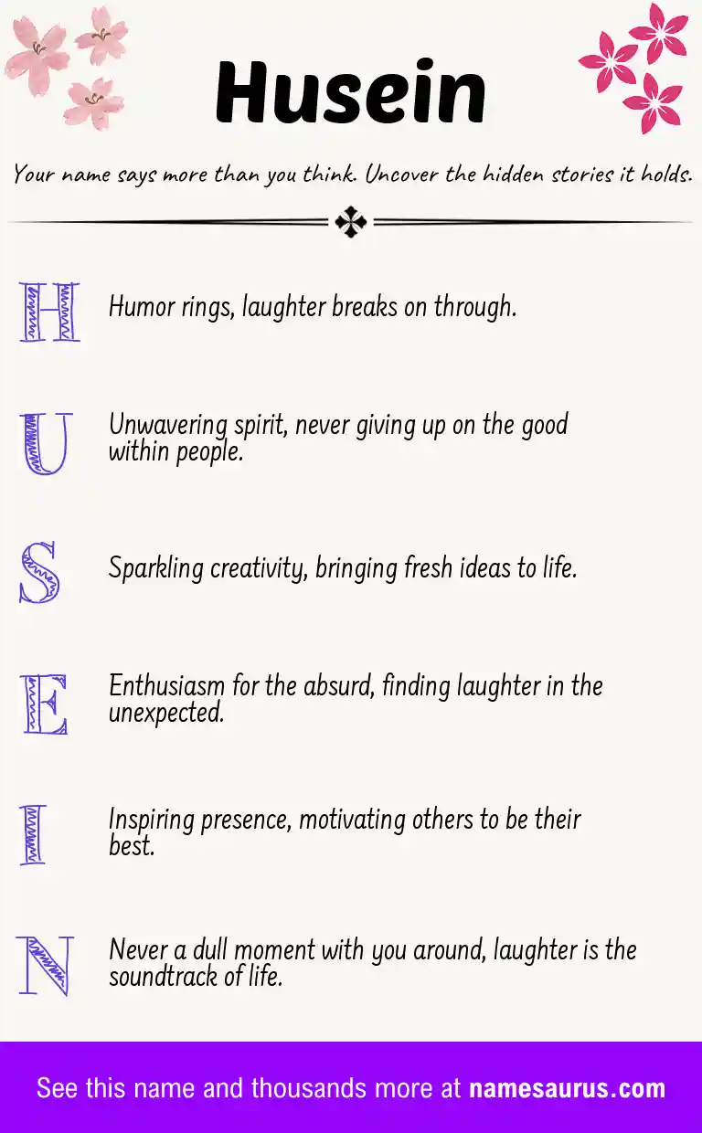 Acrostic poem about Husein.
