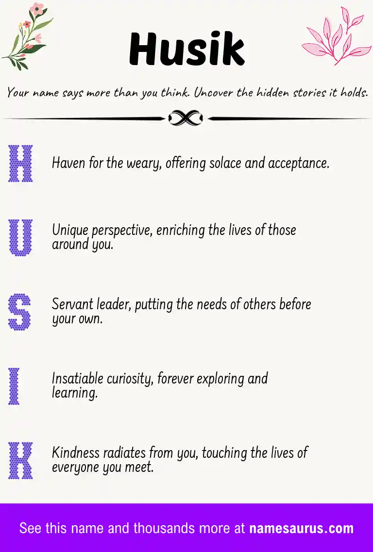 Acrostic poem about Husik.