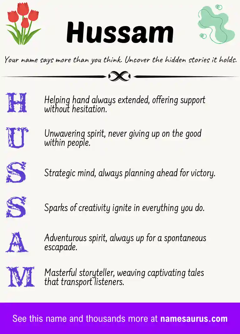 Acrostic poem about Hussam.