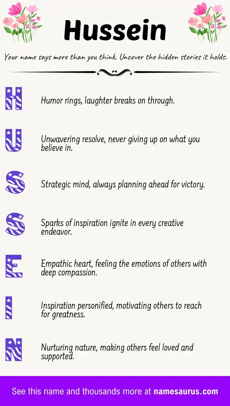 Acrostic poem about Hussein.