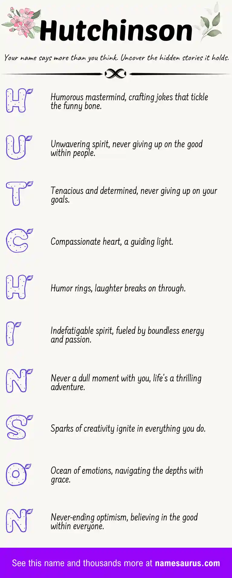 Acrostic poem about Hutchinson.