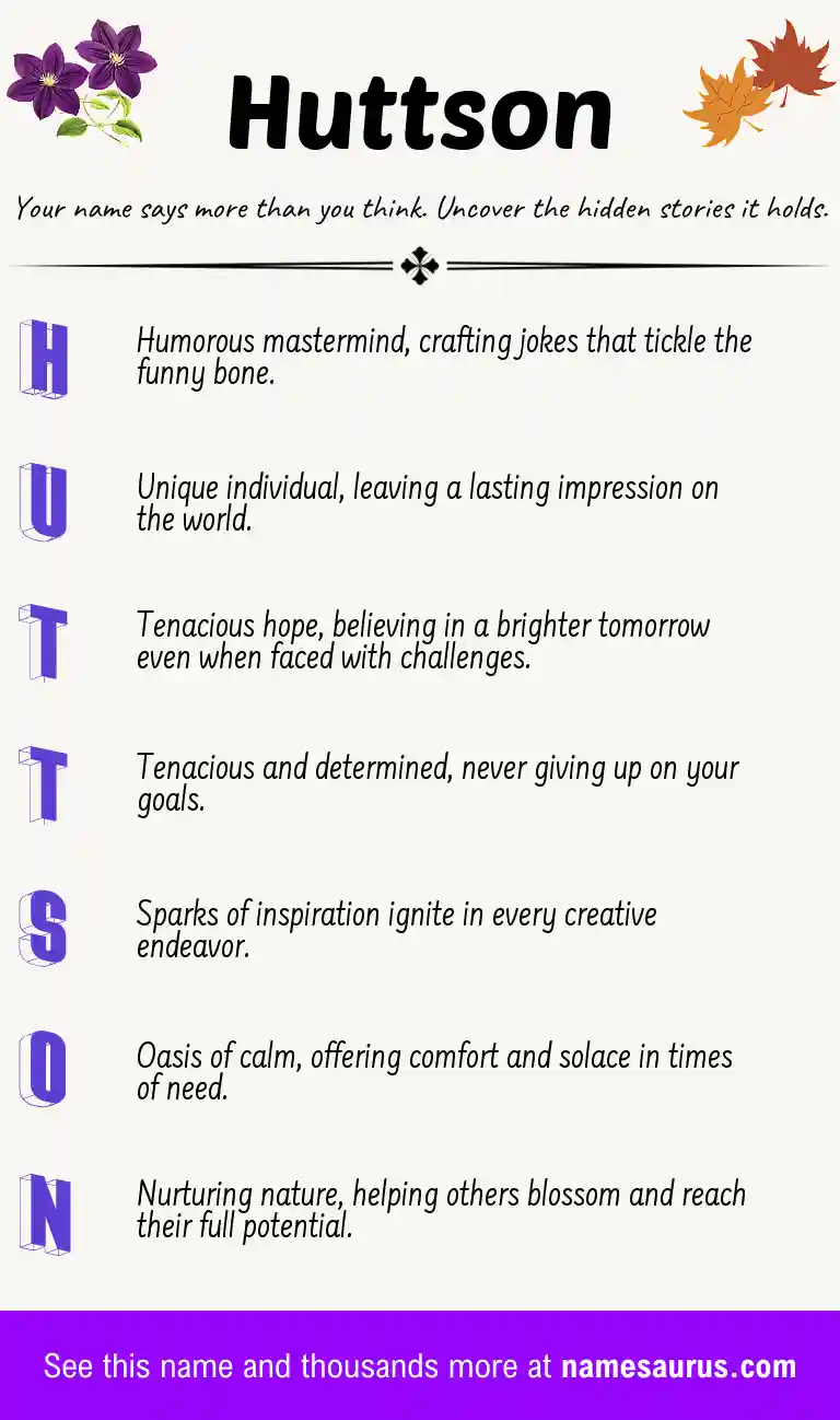 Acrostic poem about Huttson.