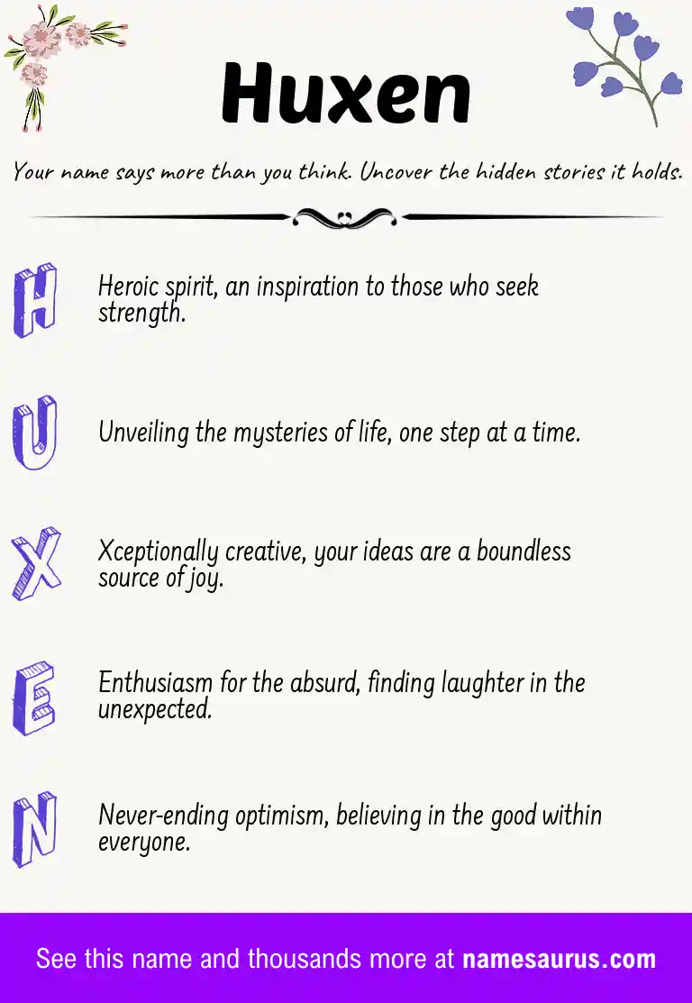 Acrostic poem about Huxen.