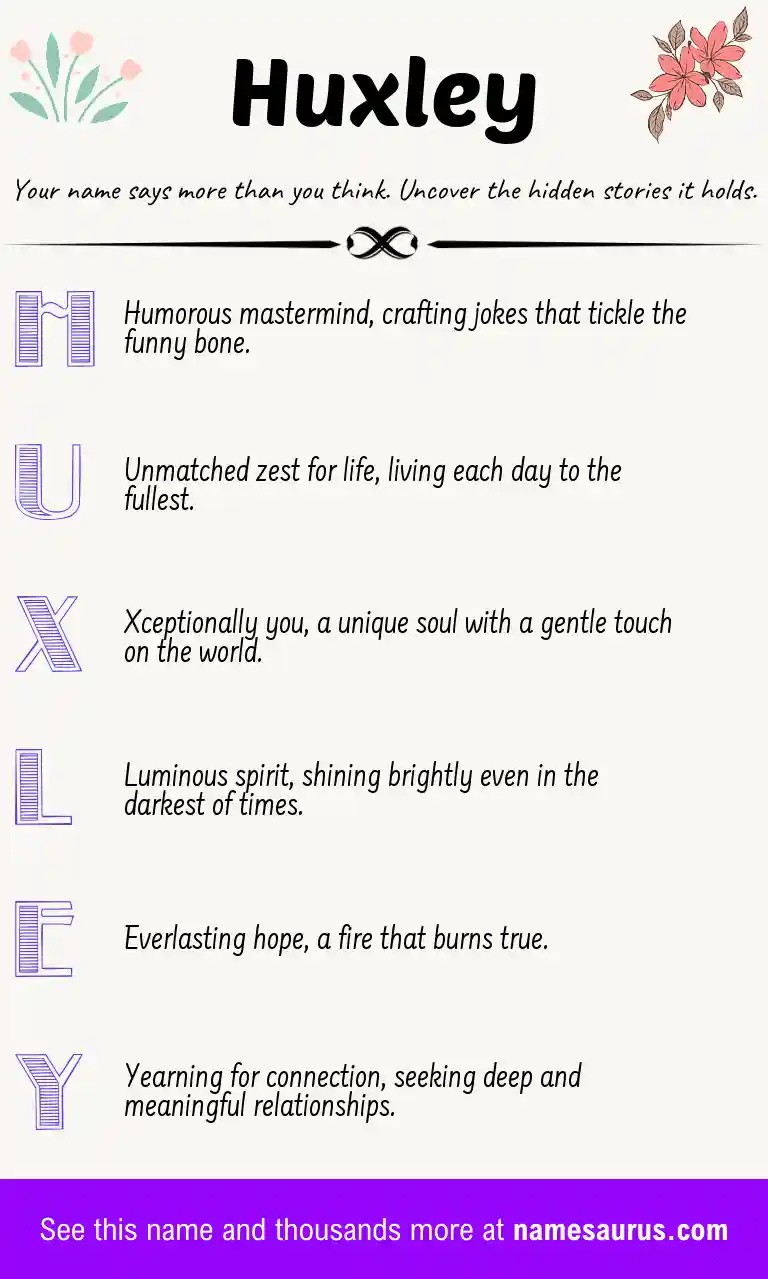 Acrostic poem about Huxley.