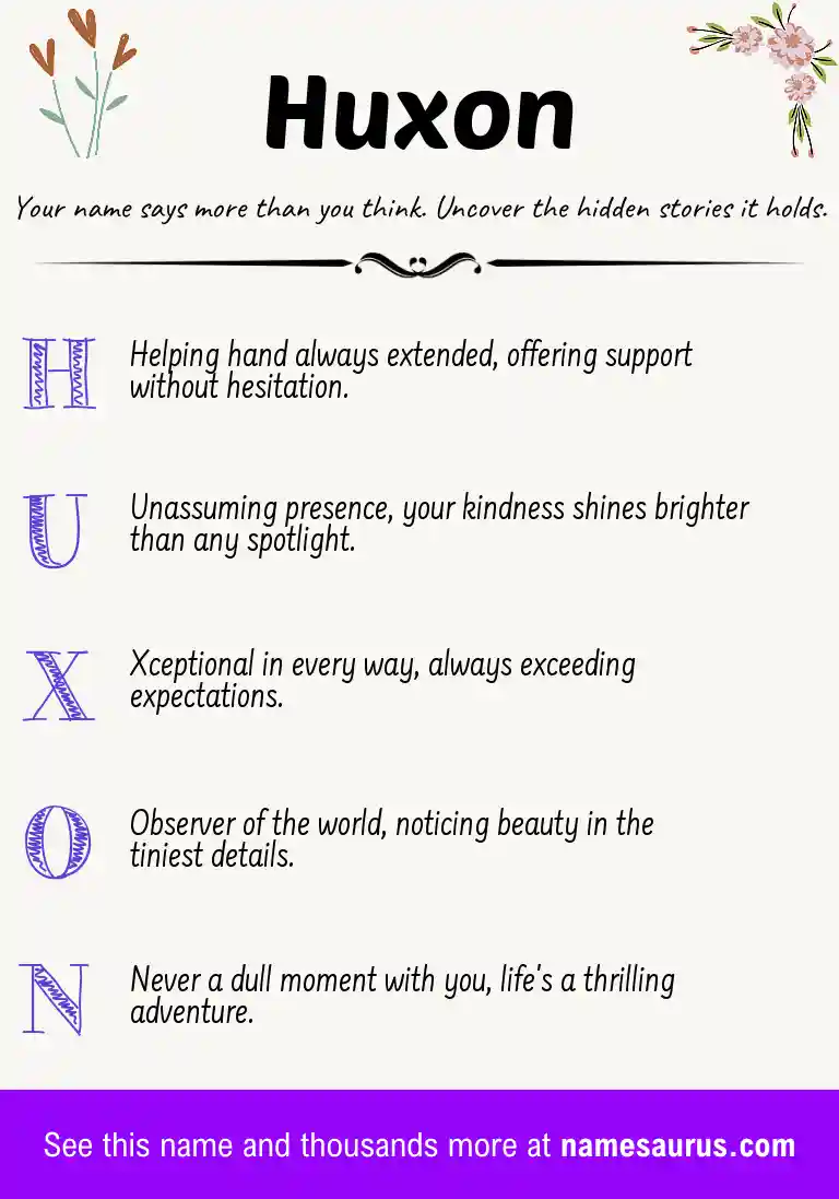 Acrostic poem about Huxon.