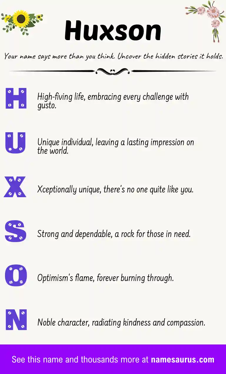 Acrostic poem about Huxson.