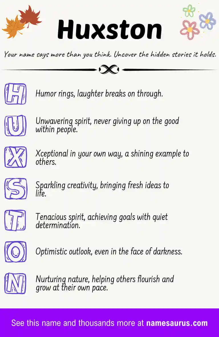 Acrostic poem about Huxston.