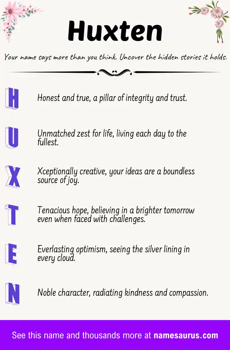 Acrostic poem about Huxten.