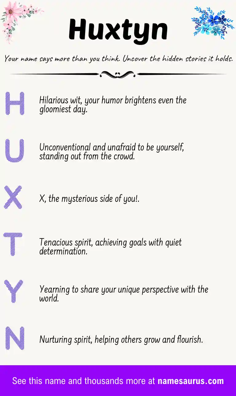 Acrostic poem about Huxtyn.