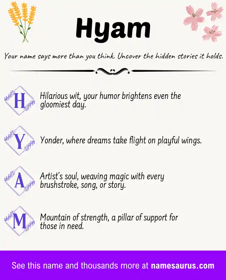 Acrostic poem about Hyam.