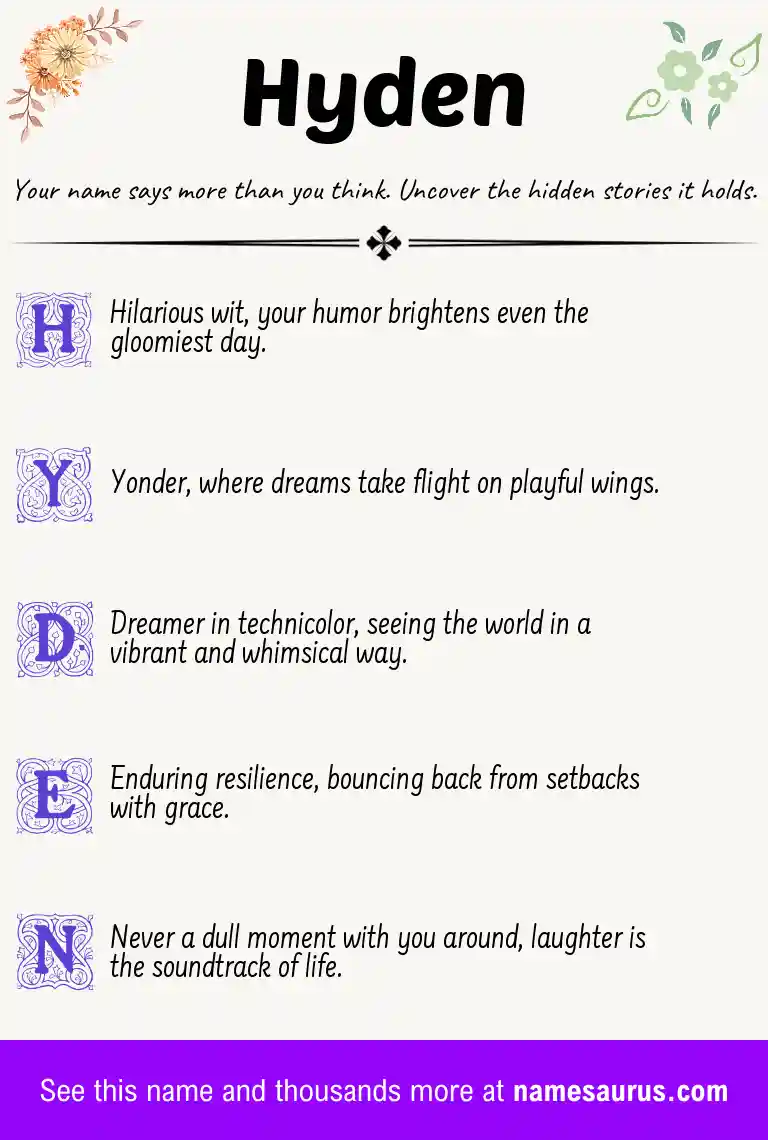 Acrostic poem about Hyden.