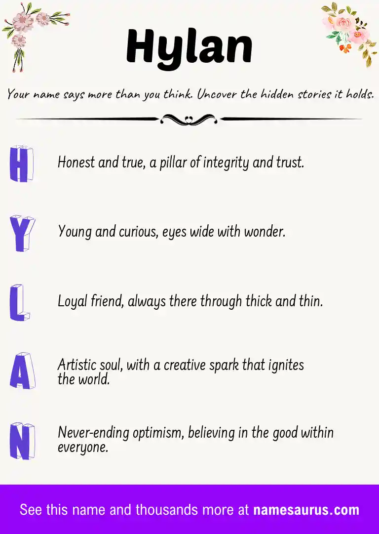 Acrostic poem about Hylan.