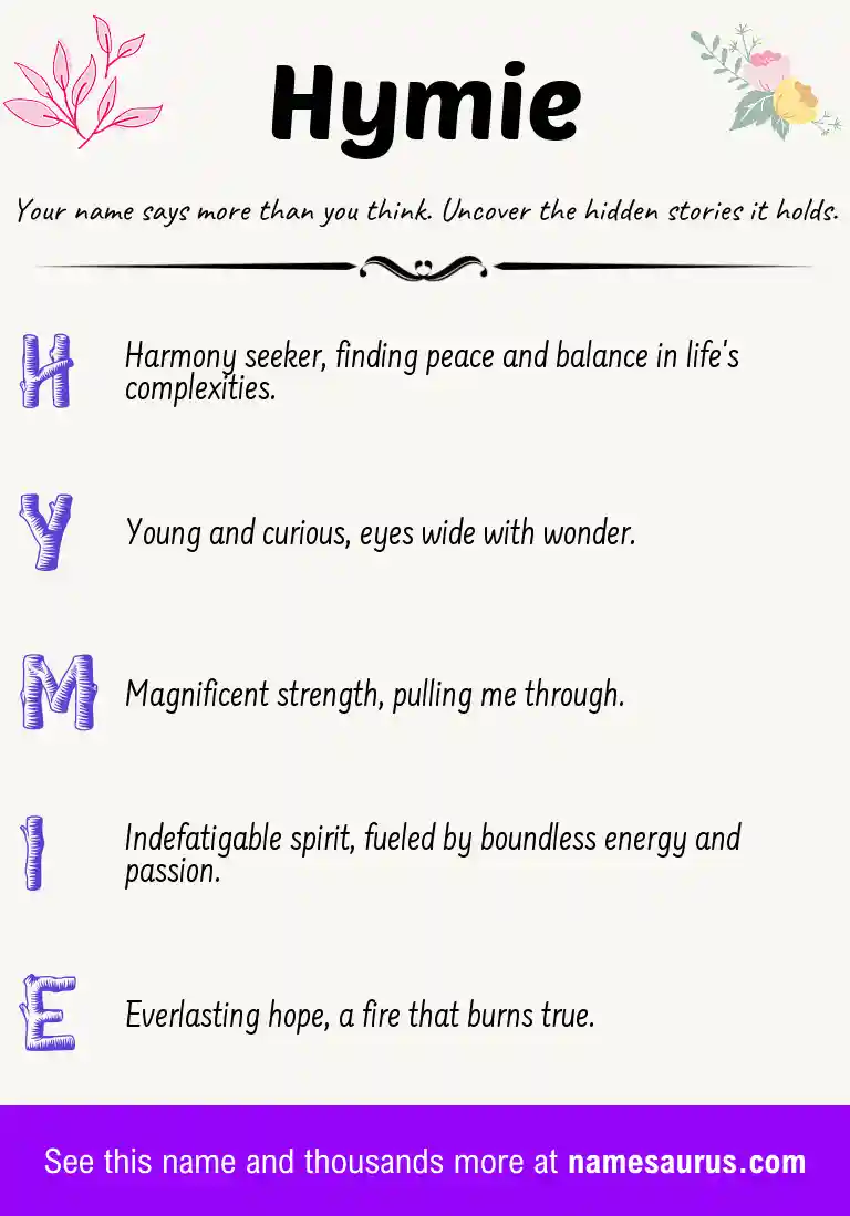 Acrostic poem about Hymie.