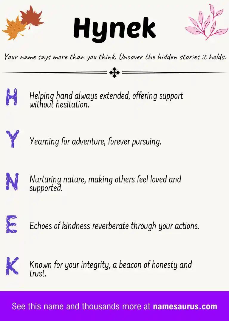 Acrostic poem about Hynek.