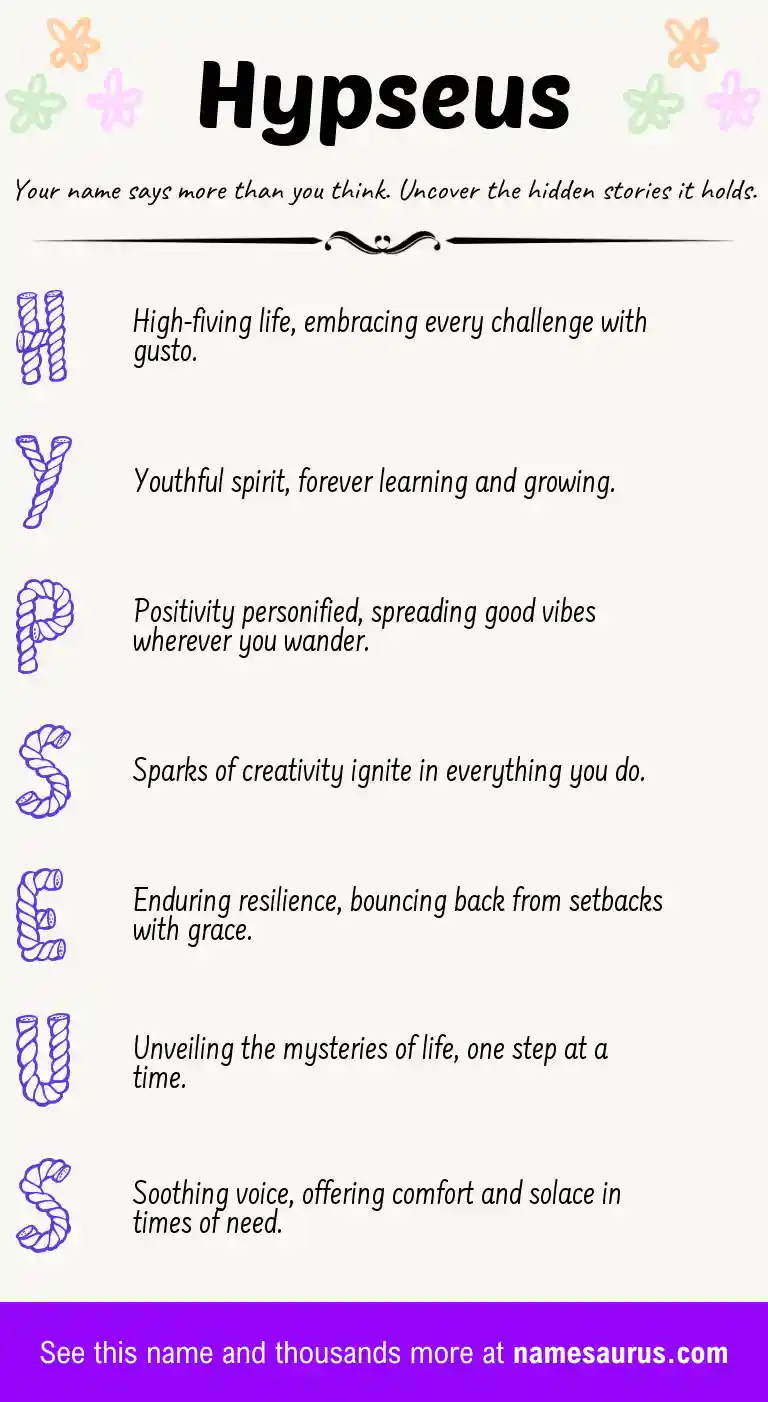 Acrostic poem about Hypseus.