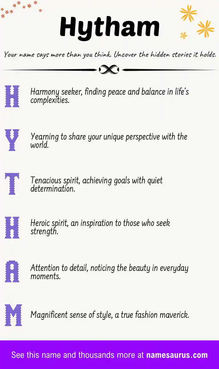 Acrostic poem about Hytham.