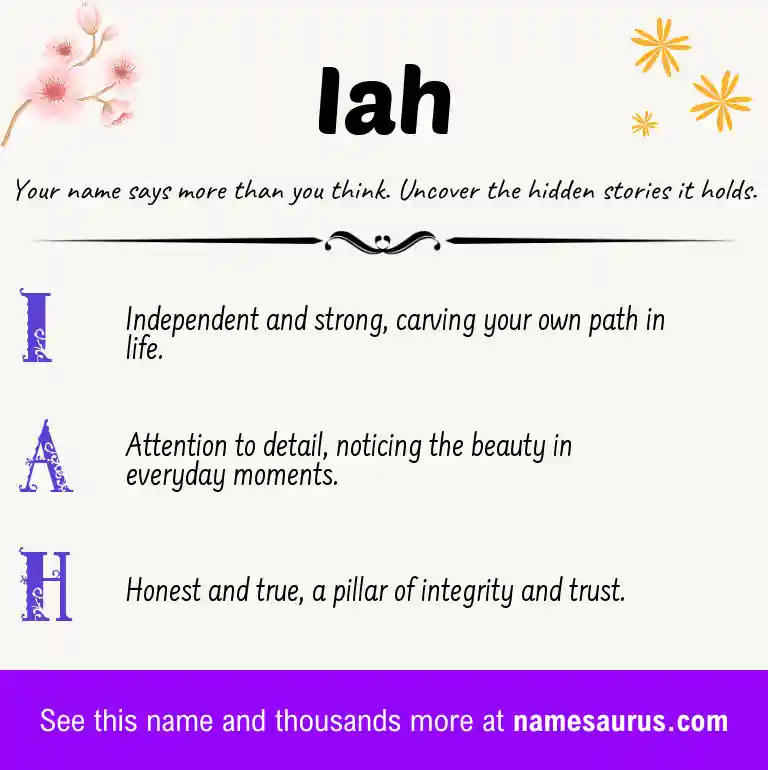 Acrostic poem about Iah.