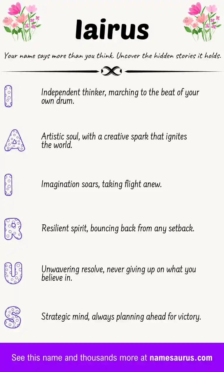 Acrostic poem about Iairus.