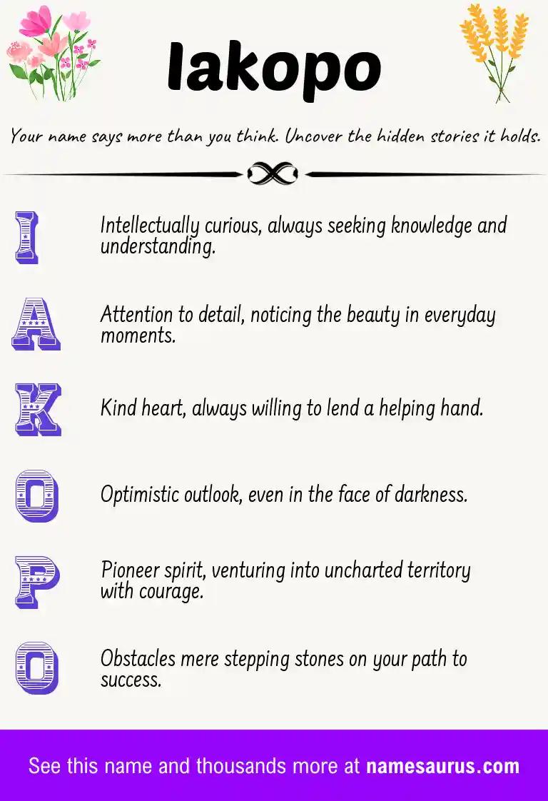 Acrostic poem about Iakopo.