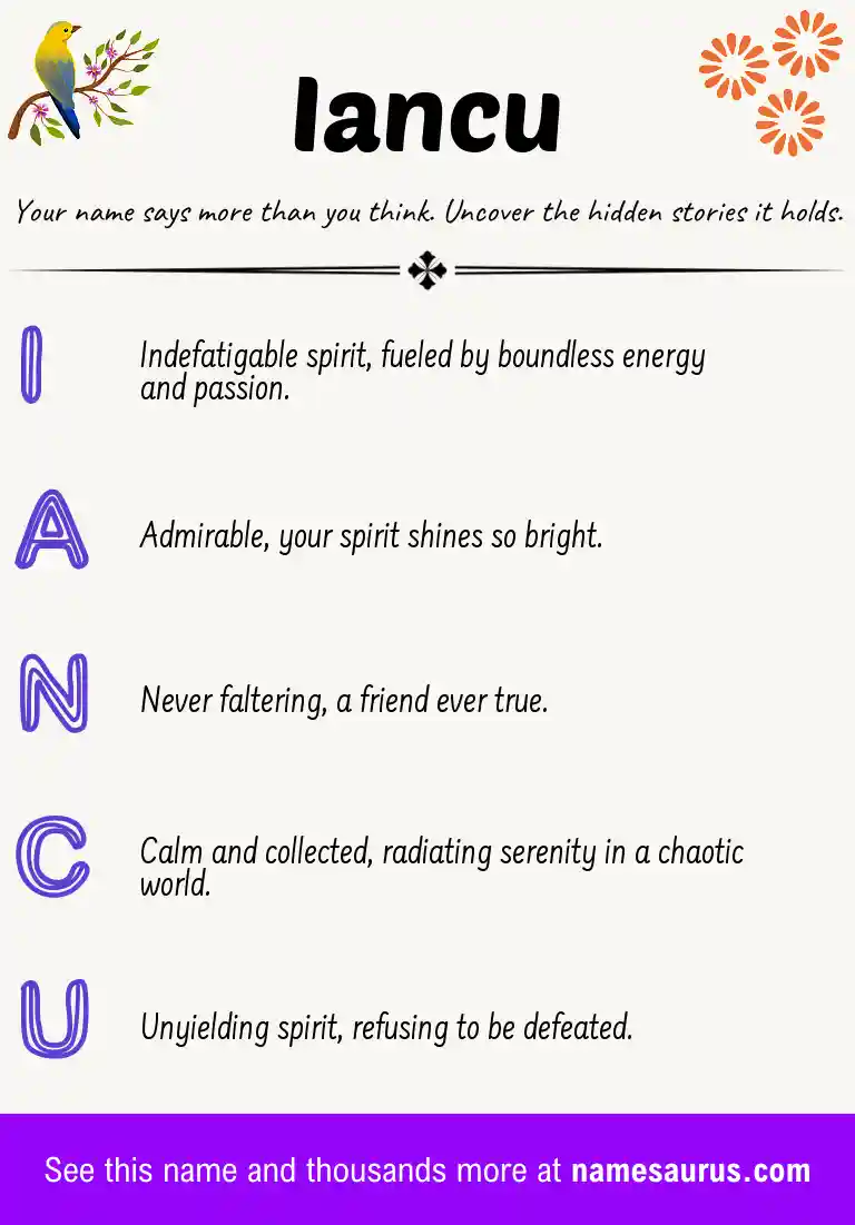 Acrostic poem about Iancu.