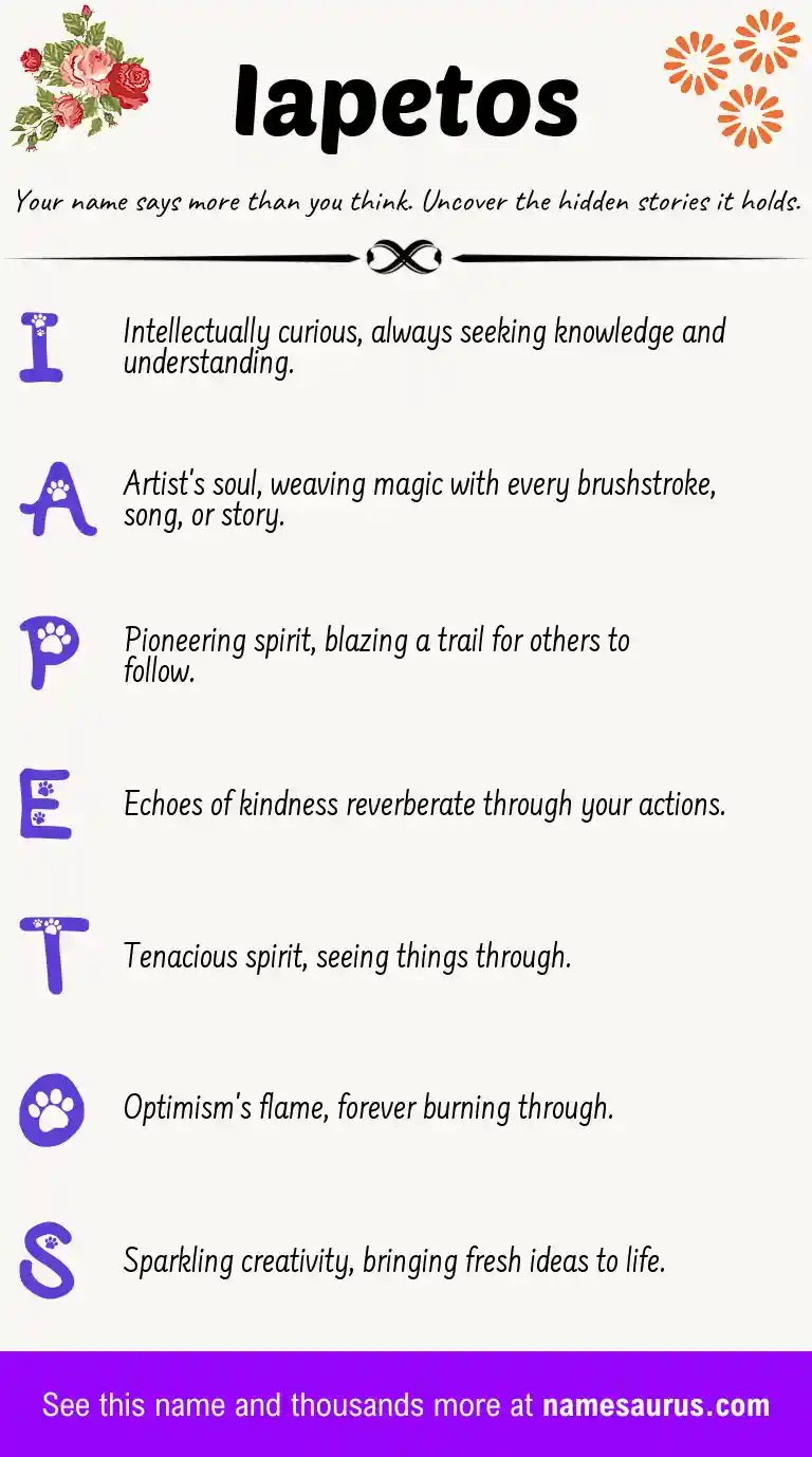 Acrostic poem about Iapetos.