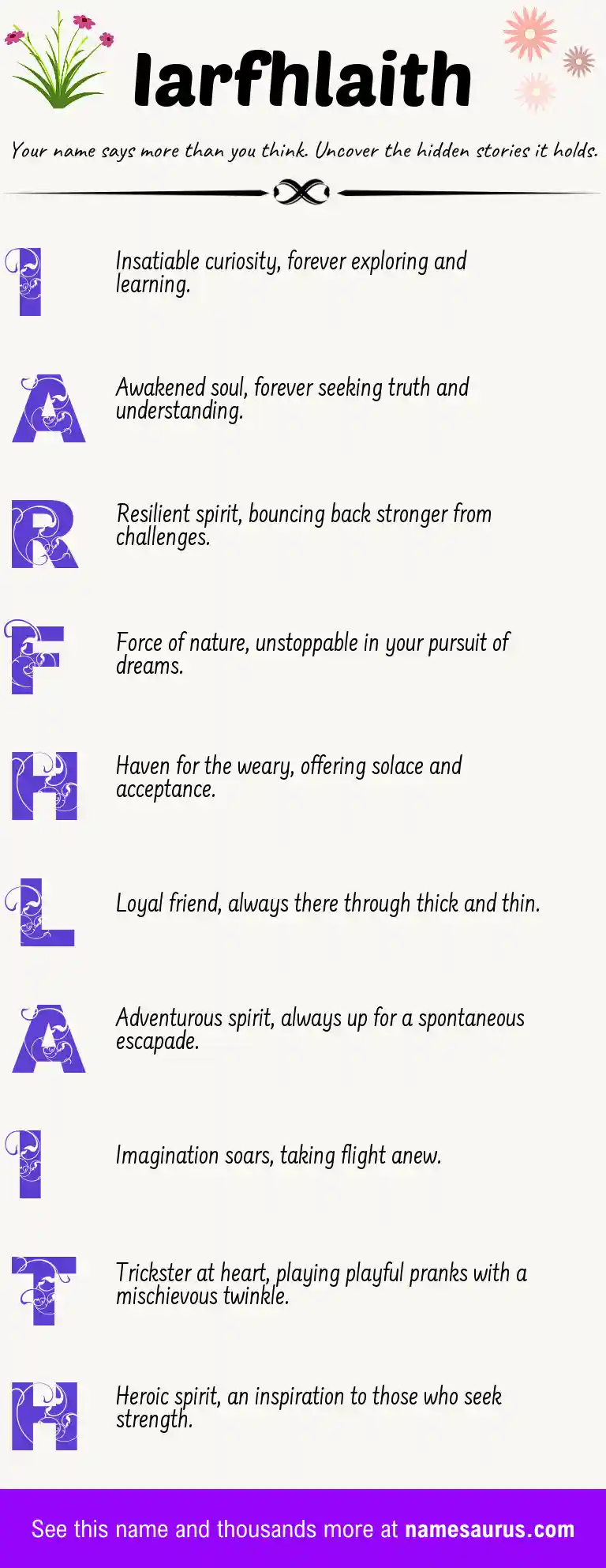 Acrostic poem about Iarfhlaith.