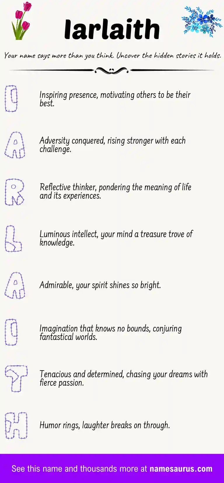 Acrostic poem about Iarlaith.