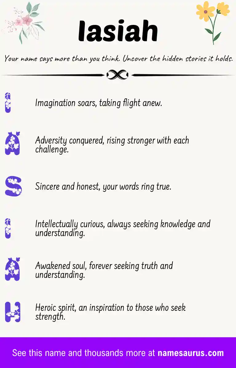 Acrostic poem about Iasiah.