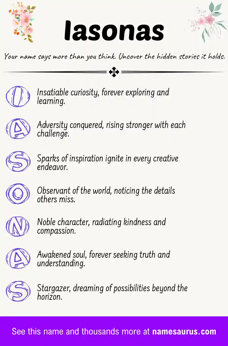 Acrostic poem about Iasonas.