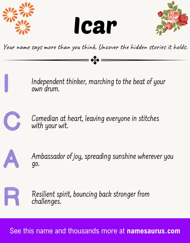 Acrostic poem about Icar.