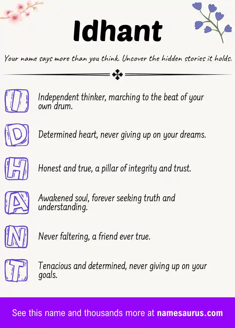 Acrostic poem about Idhant.