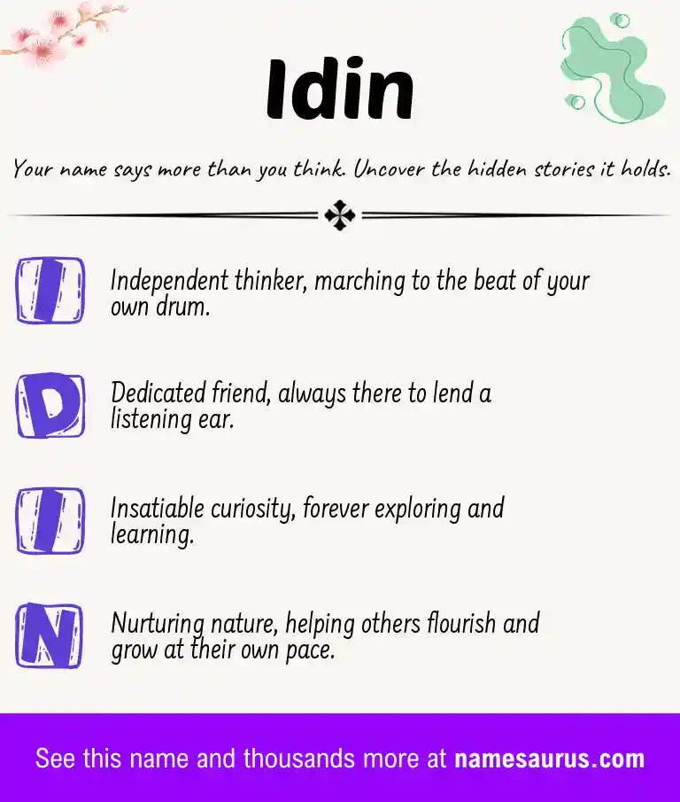 Acrostic poem about Idin.