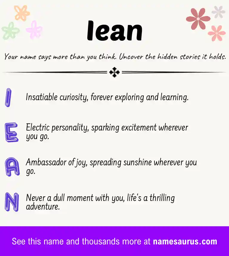 Acrostic poem about Iean.
