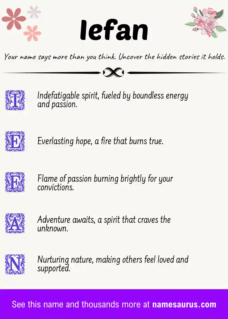 Acrostic poem about Iefan.