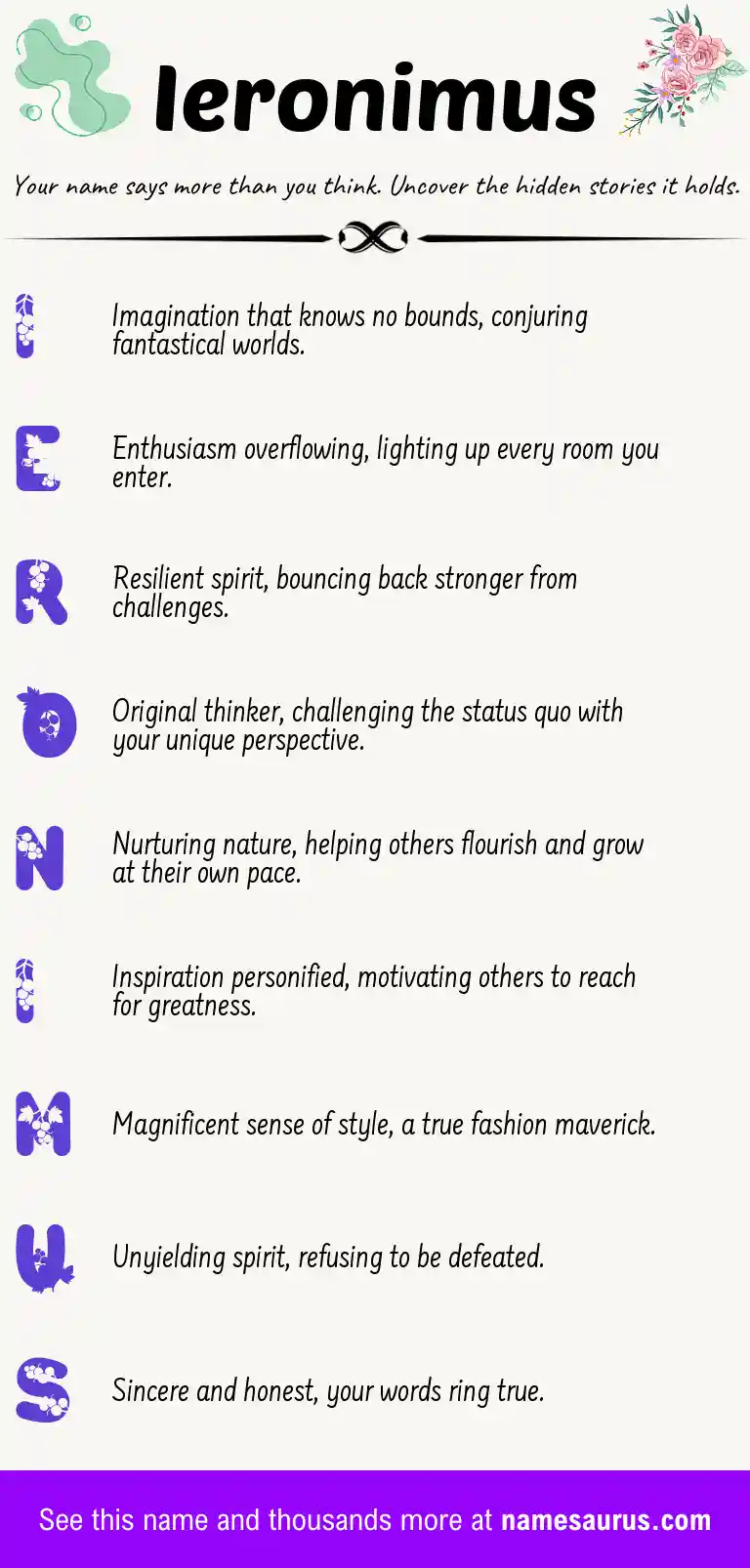Acrostic poem about Ieronimus.