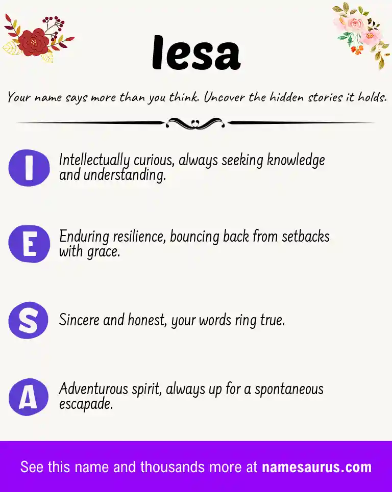 Acrostic poem about Iesa.
