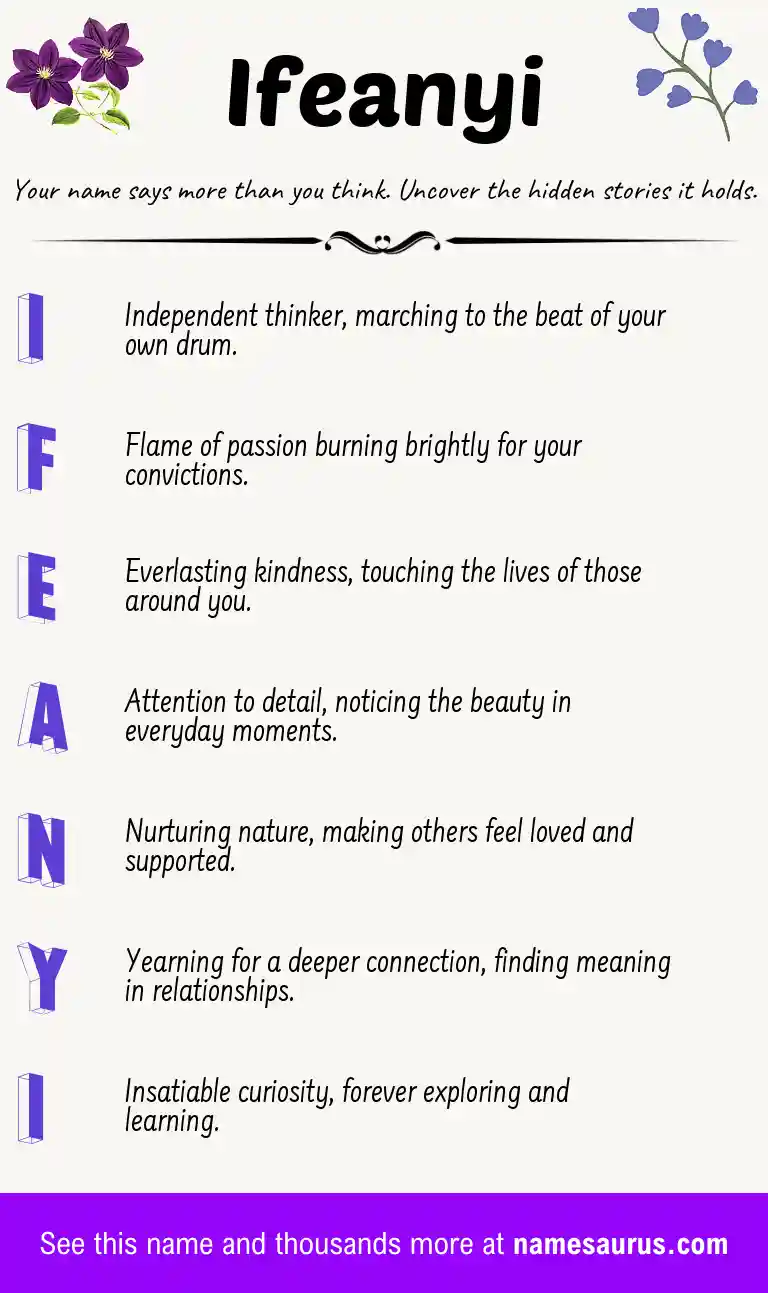 Acrostic poem about Ifeanyi.