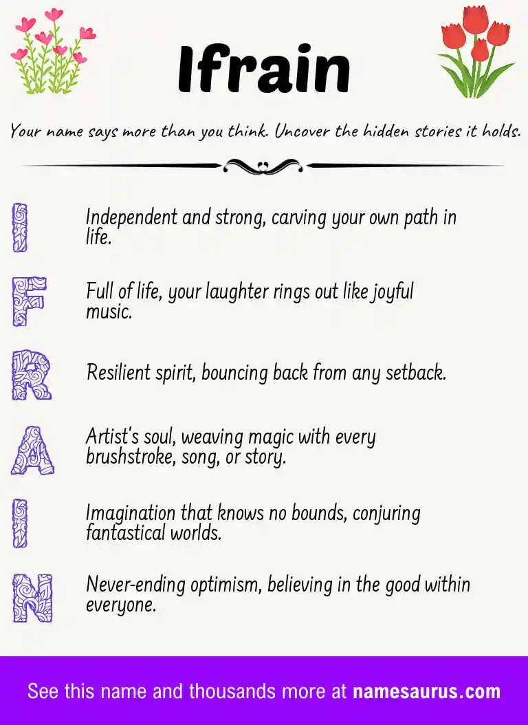 Acrostic poem about Ifrain.