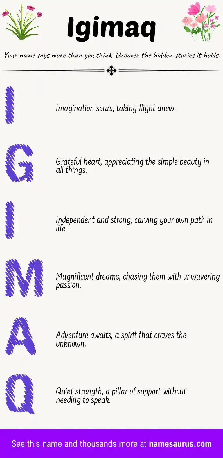 Acrostic poem about Igimaq.