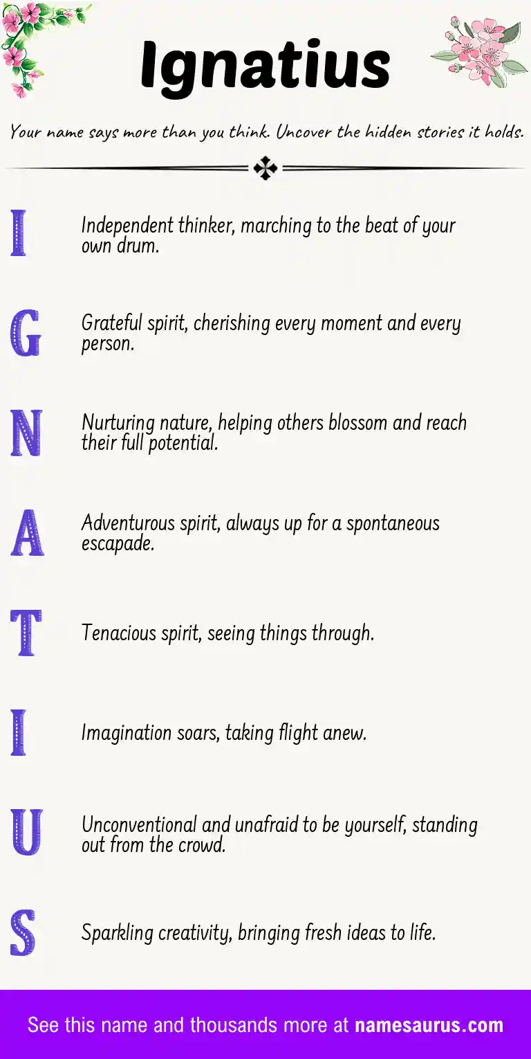 Acrostic poem about Ignatius.