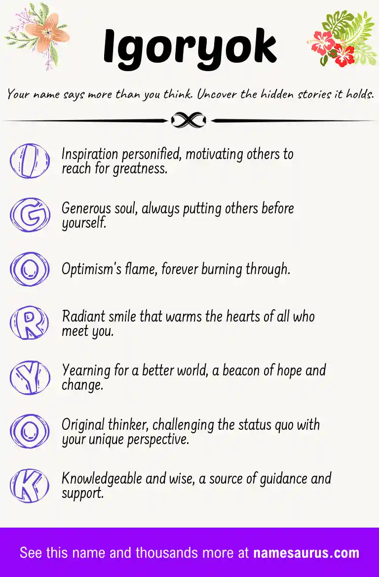 Acrostic poem about Igoryok.