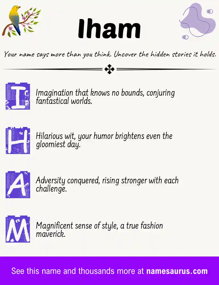 Acrostic poem about Iham.