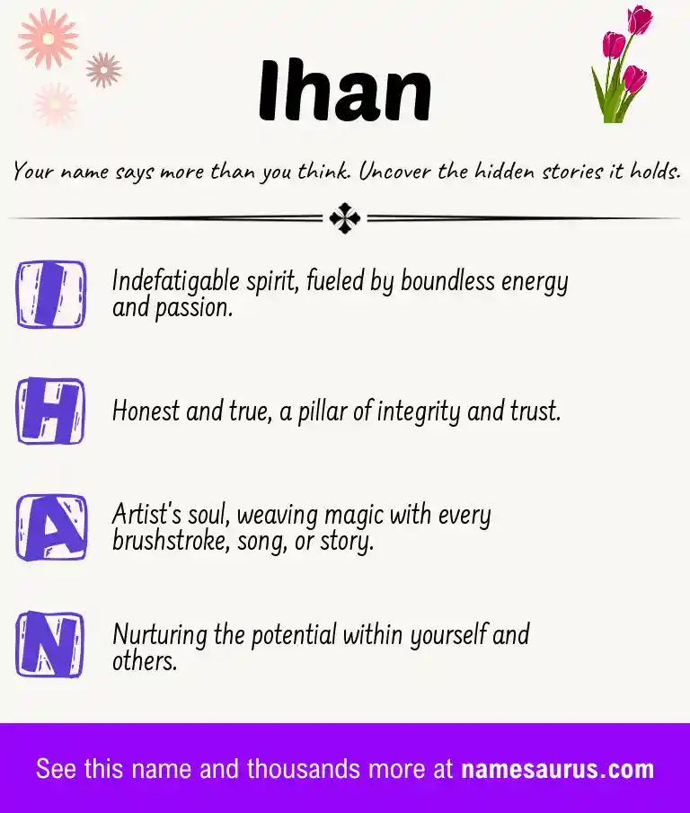Acrostic poem about Ihan.