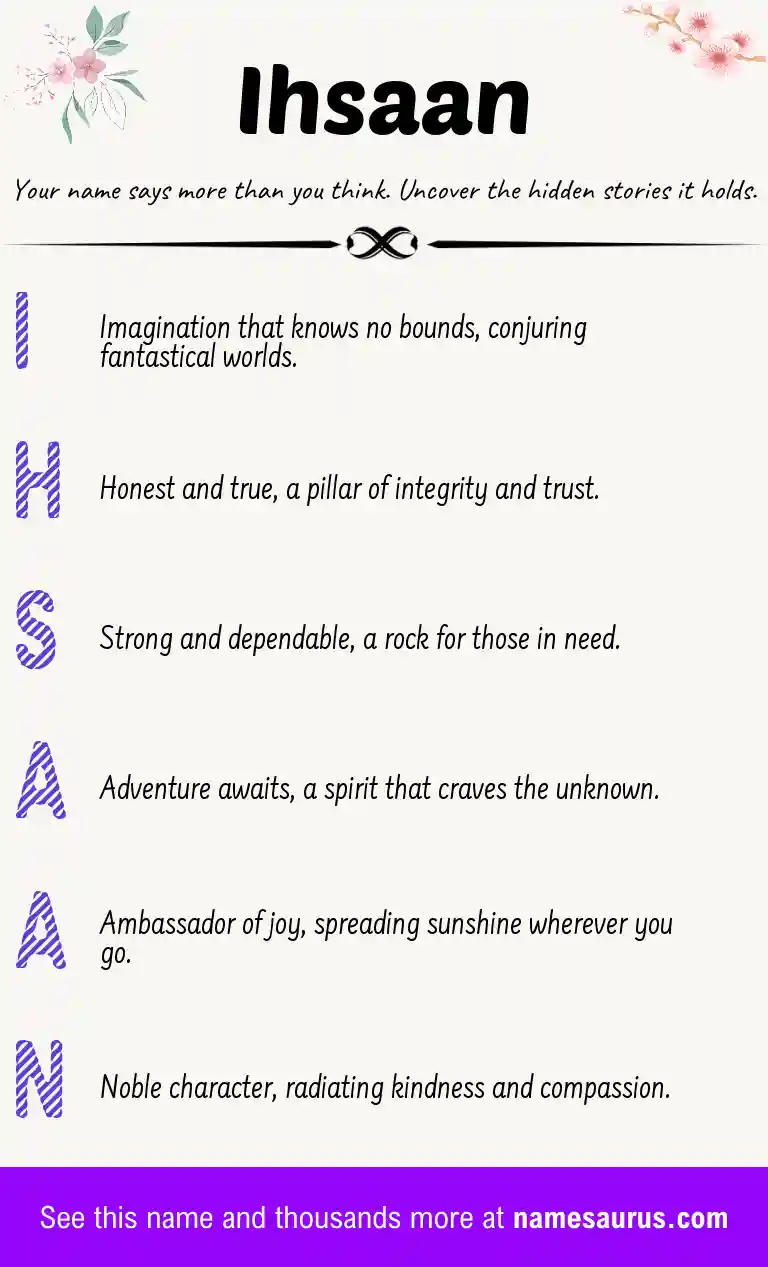 Acrostic poem about Ihsaan.