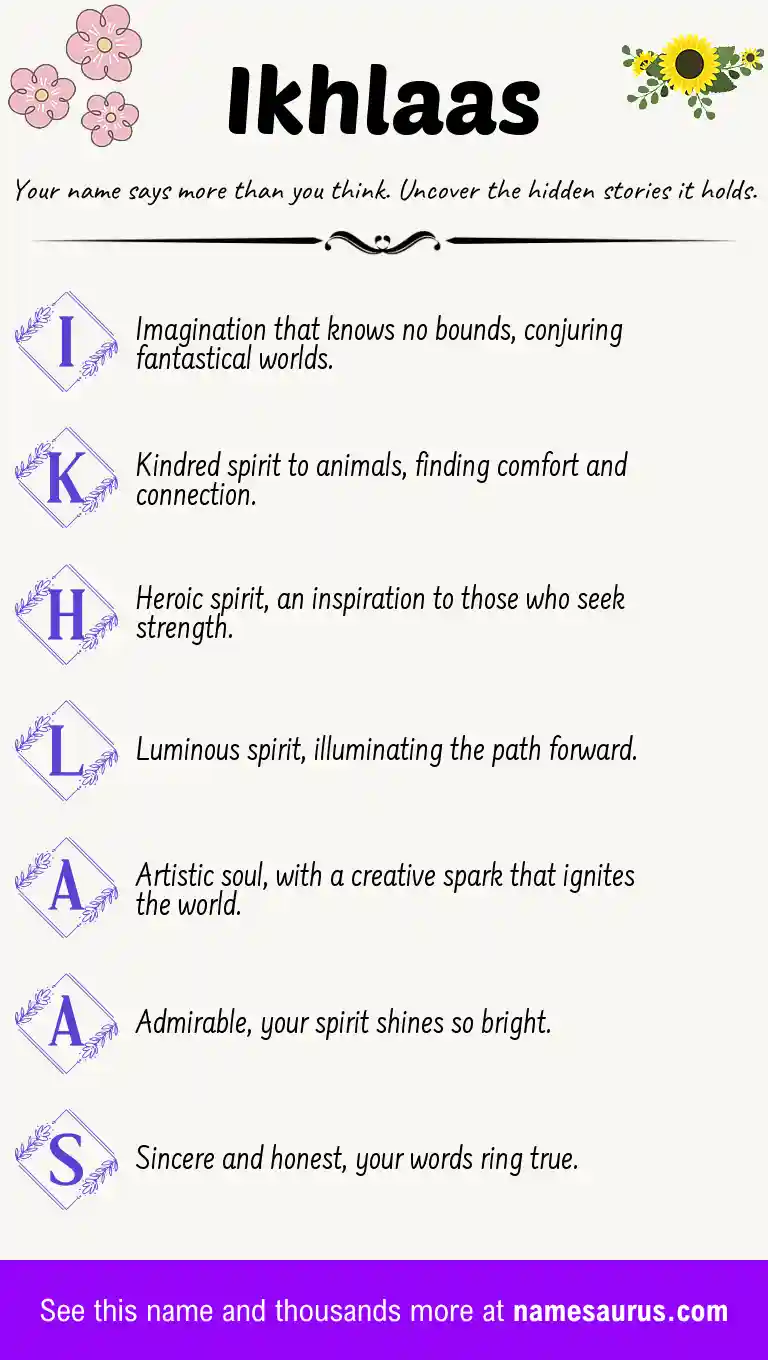 Acrostic poem about Ikhlaas.