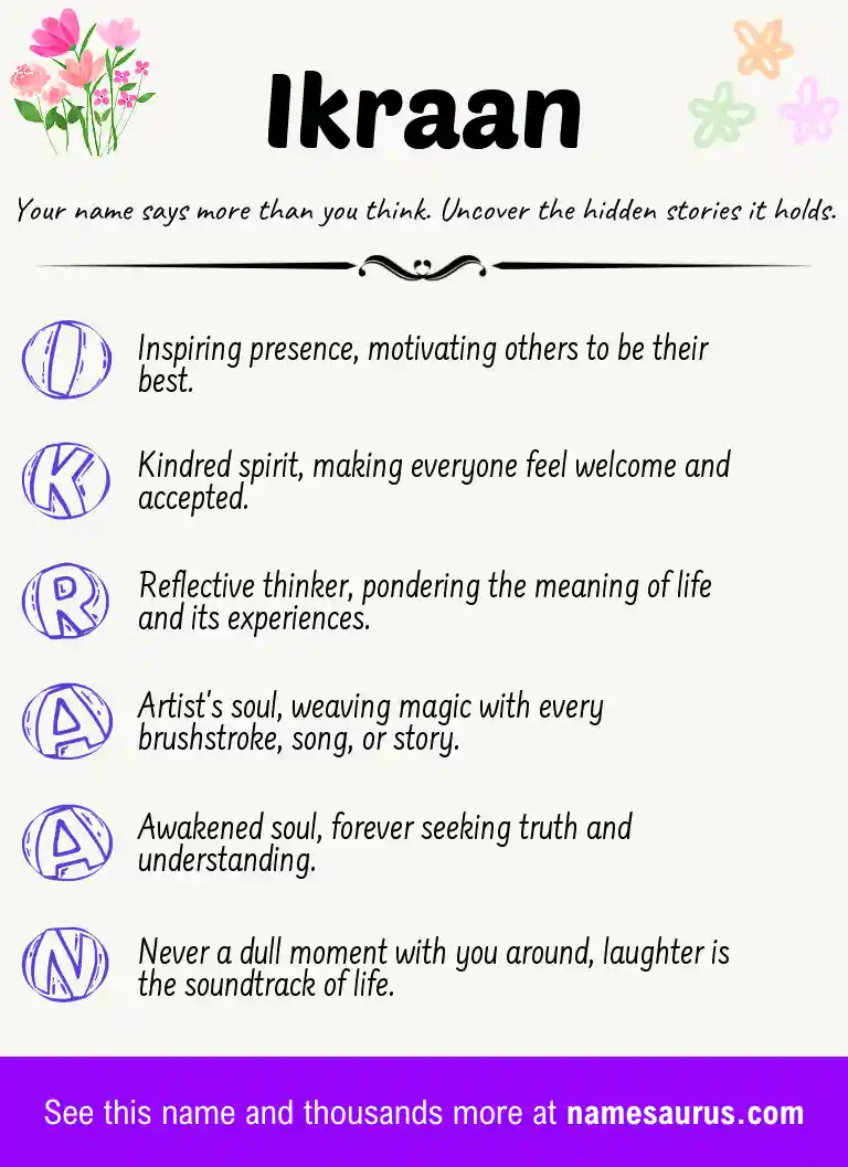 Acrostic poem about Ikraan.