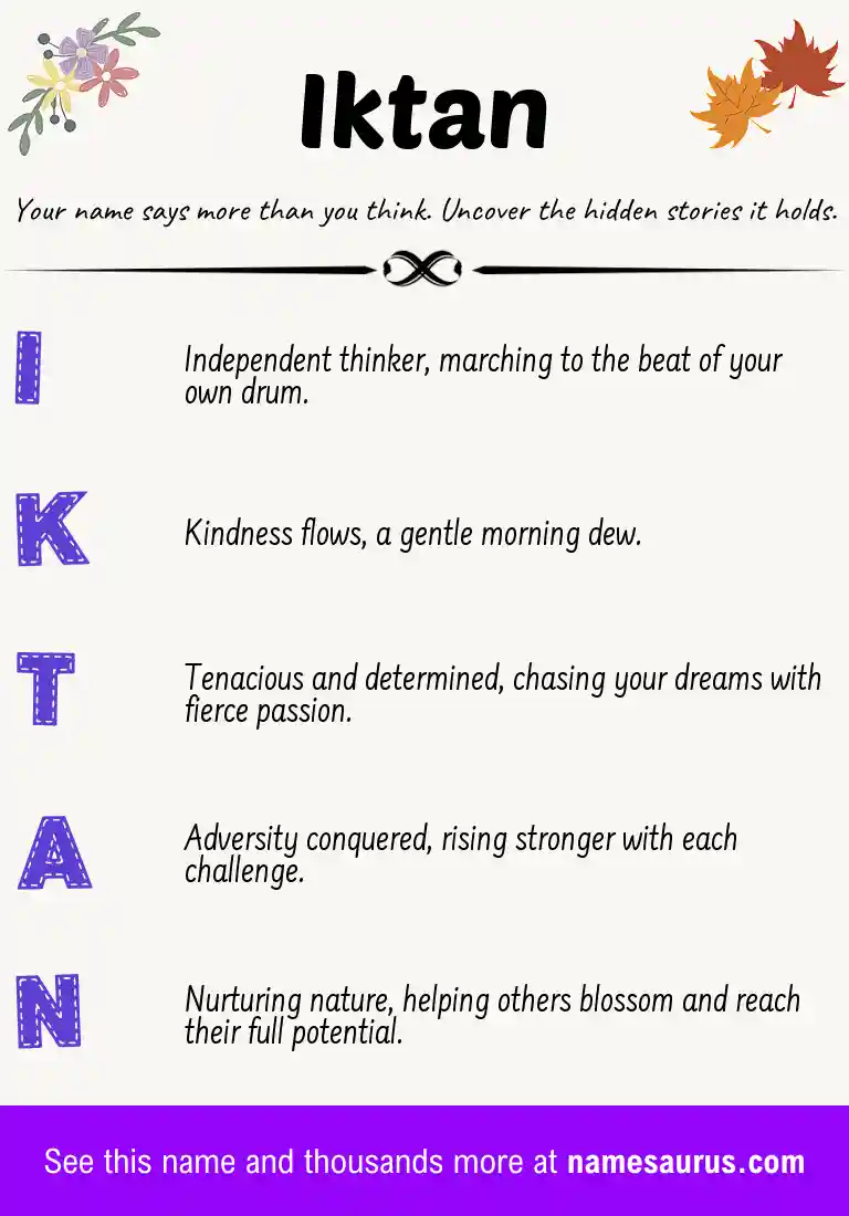 Acrostic poem about Iktan.